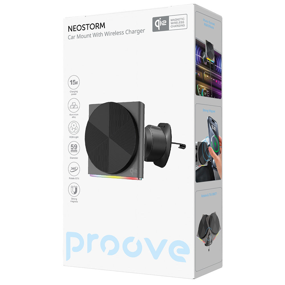 Brezžični avtomobilski polnilec Proove Neostorm, 15W, 1.67A, Siv WHNS15002003