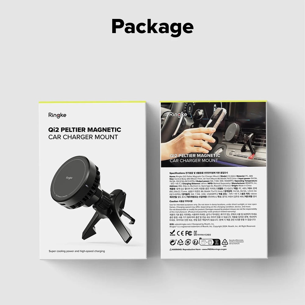 Brezžični avtomobilski polnilec Ringke, 15W, 1.67A, črn