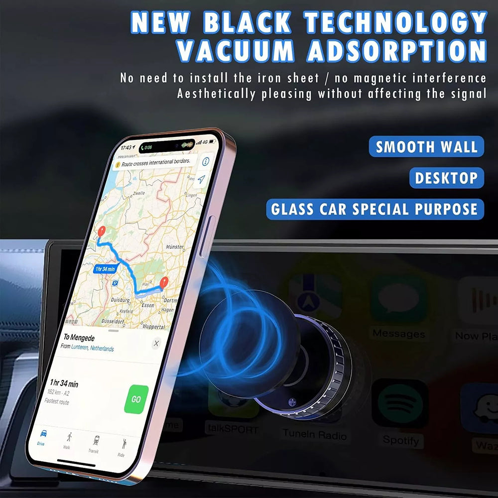 Brezžični avtomobilski polnilec Techsuit HOLD253, 15W, 1.67A, črn