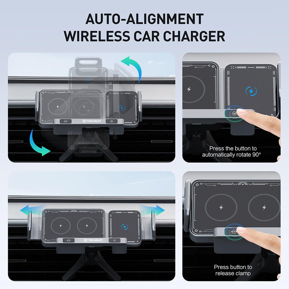 Brezžični avtomobilski polnilec Techsuit SW1 ModoDock, 15W, 1.67A, črn