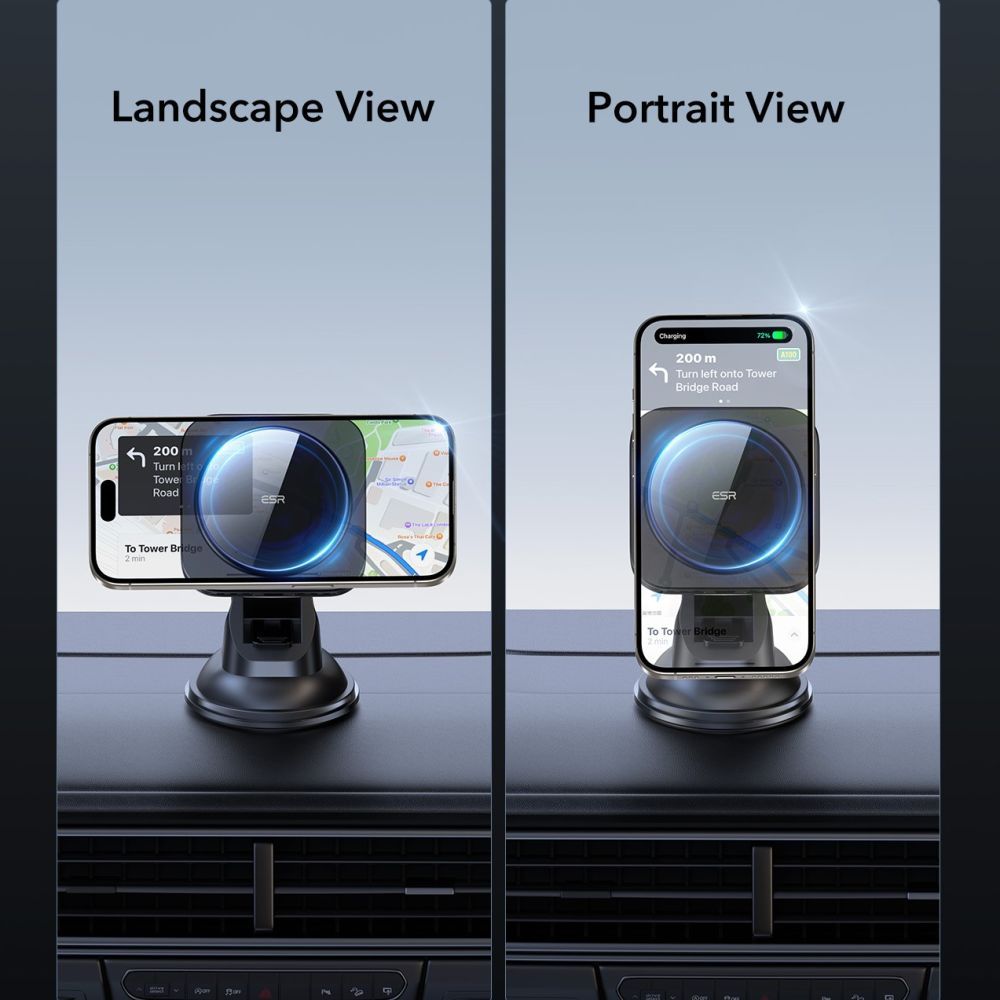 Brezžični avtomobilski polnilec ESR Halolock Dash, 15W, 1.67A, črn