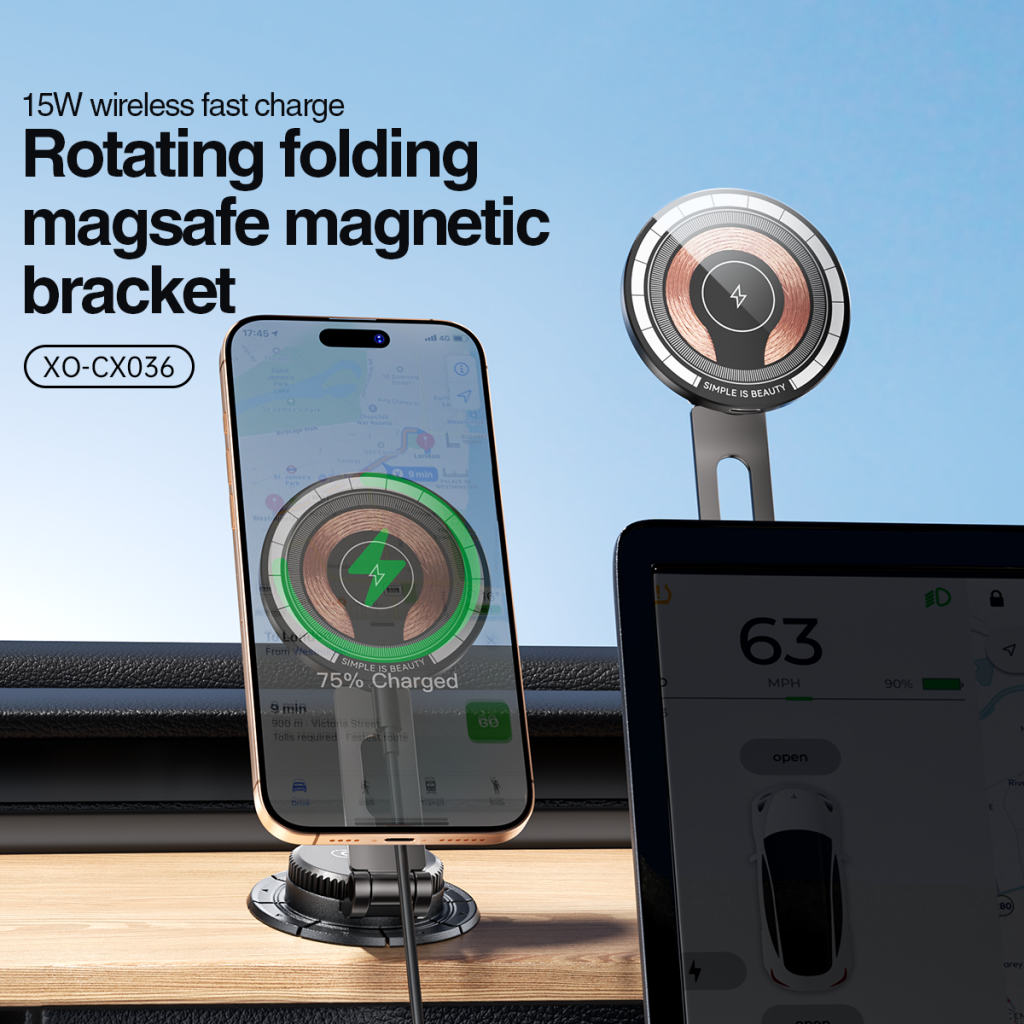 XO Design CX036 Wireless Car Charger, 15W, 1.67A, Black