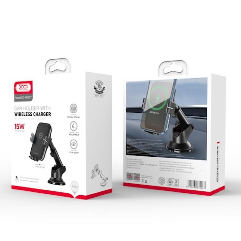 Brezžični avtomobilski polnilec XO Design WX027, 15W, 1.67A, črn