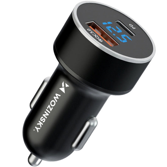 Avtomobilski polnilnik WZK WDCCAC, 36 W, 3A, 1 x USB-A - 1 x USB-C, črn 