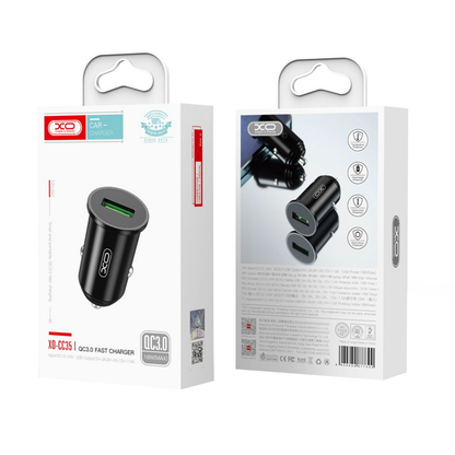 Avtomobilski polnilec XO Design CC35, 18W, 3A, 1 x USB-A, Črn
