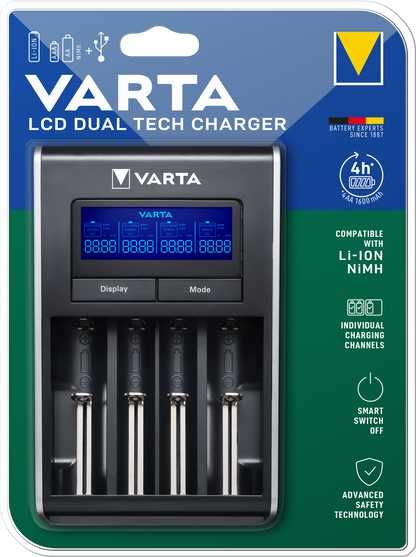 Polnilec baterij Varta, AA / AAA, črn
