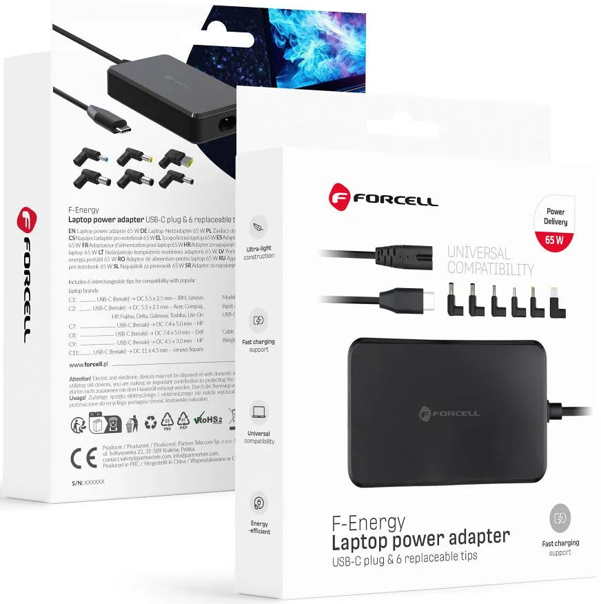 Polnilec Forcell F-Energy E856, 65W, Črn