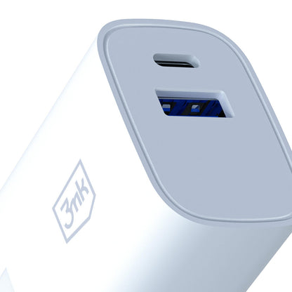 Omrežni polnilec 3MK FlowPower, 30W, 1 x USB-A - 1 x USB-C, bel
