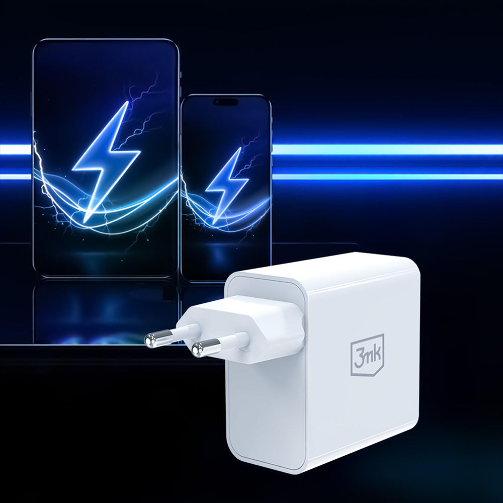 Omrežni polnilec 3MK FlowPower, 45W, 1 x USB-A - 1 x USB-C, bel