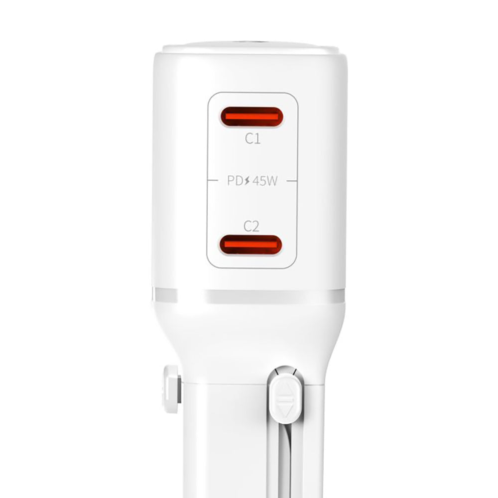 Omrežni polnilec 3MK Globe Travel, 45W, 3A, 2 x USB-C, bel