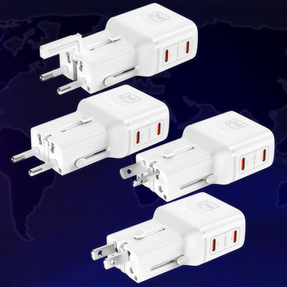 Omrežni polnilec 3MK Globe Travel, 45W, 3A, 2 x USB-C, bel