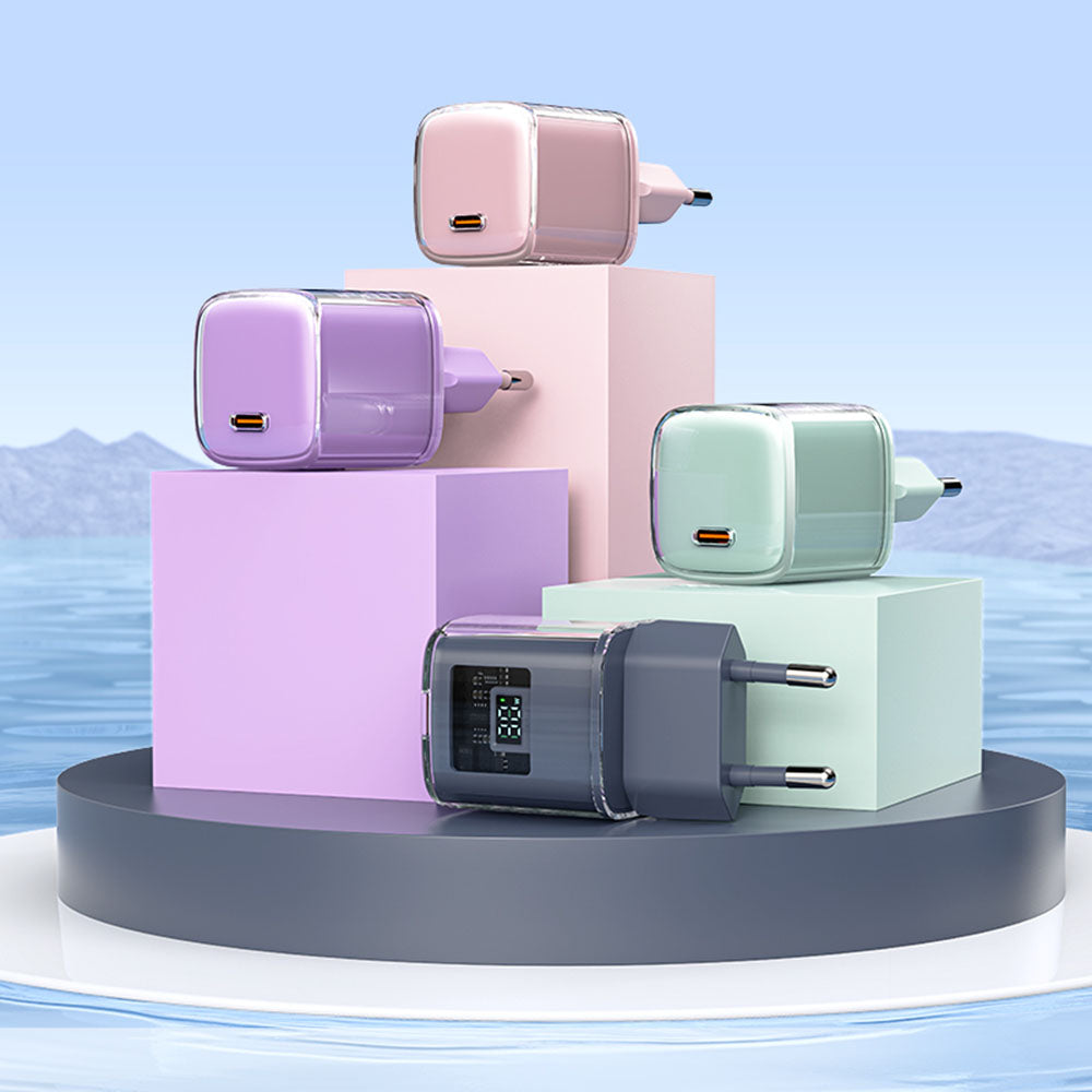 Polnilnik Acefast A53 Sparkling Display, 30W, 3A, 1 x USB-C, Vijolična