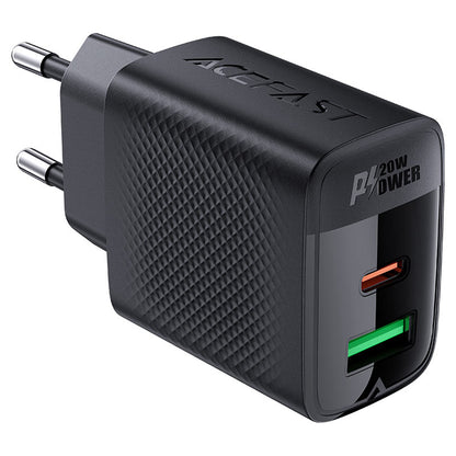 Polnilnik Acefast A78, 20W, 3A, 1 x USB-A - 1 x USB-C, črn