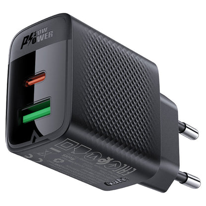 Polnilnik Acefast A78, 20W, 3A, 1 x USB-A - 1 x USB-C, črn