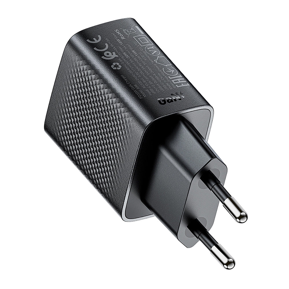 Polnilnik Acefast A98, 30W, 3A, 1 x USB-A - 1 x USB-C, črn