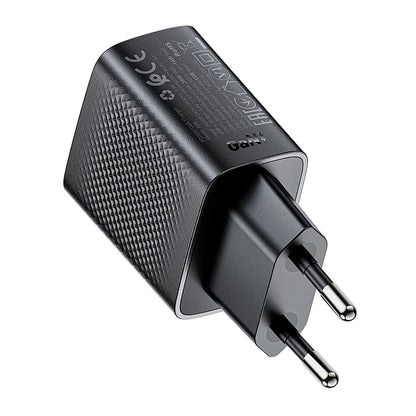 Polnilnik Acefast A98, 30W, 3A, 1 x USB-A - 1 x USB-C, črn