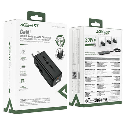 Acefast Z7 Travel Network Charger, 30W, 3A, 1 x USB-C, Black