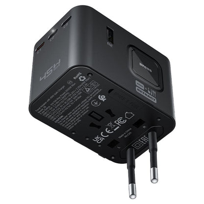 Polnilnik Acefast Z8 Travel, 45W, 3A, 2 x USB-A - 3 x USB-C, črn