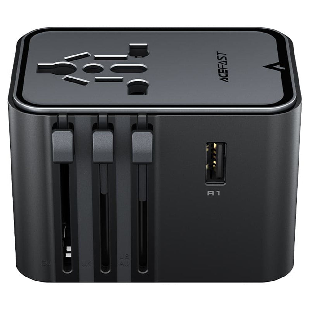Polnilnik Acefast Z8 Travel, 45W, 3A, 2 x USB-A - 3 x USB-C, črn