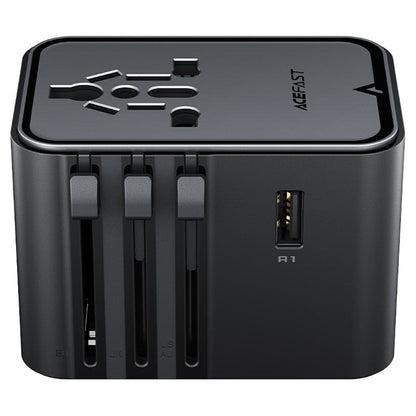 Polnilnik Acefast Z8 Travel, 45W, 3A, 2 x USB-A - 3 x USB-C, črn