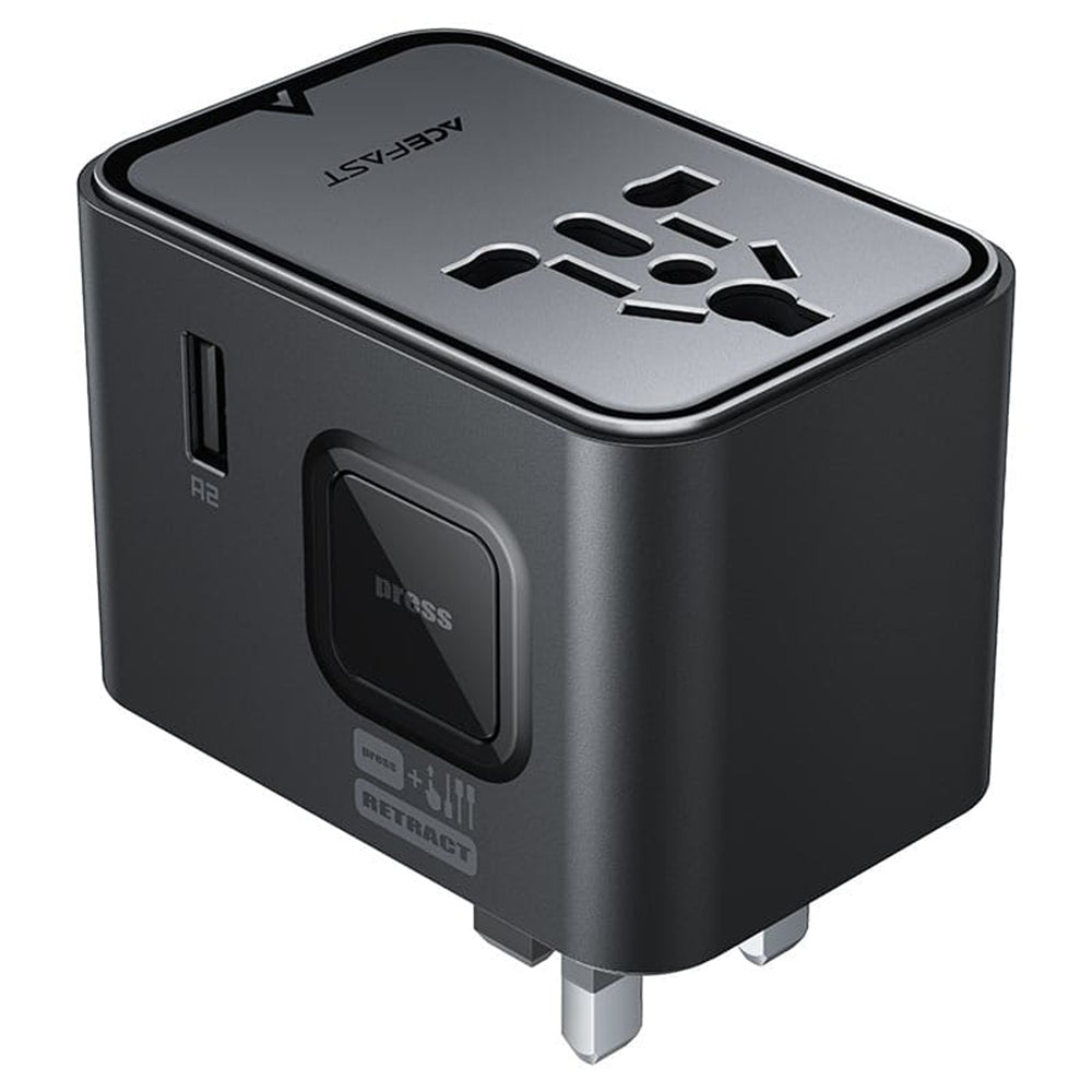 Polnilnik Acefast Z8 Travel, 45W, 3A, 2 x USB-A - 3 x USB-C, črn