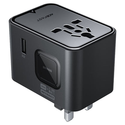 Polnilnik Acefast Z8 Travel, 45W, 3A, 2 x USB-A - 3 x USB-C, črn