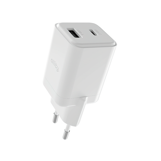 Polnilnik omrežja Allity. ATC-01-30WAC Mini, 30W, 3A, 1 x USB-A - 1 x USB-C, Bel