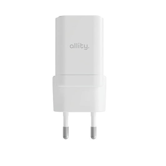 Polnilnik omrežja Allity. ATC-01-30WAC Mini, 30W, 3A, 1 x USB-A - 1 x USB-C, Bel