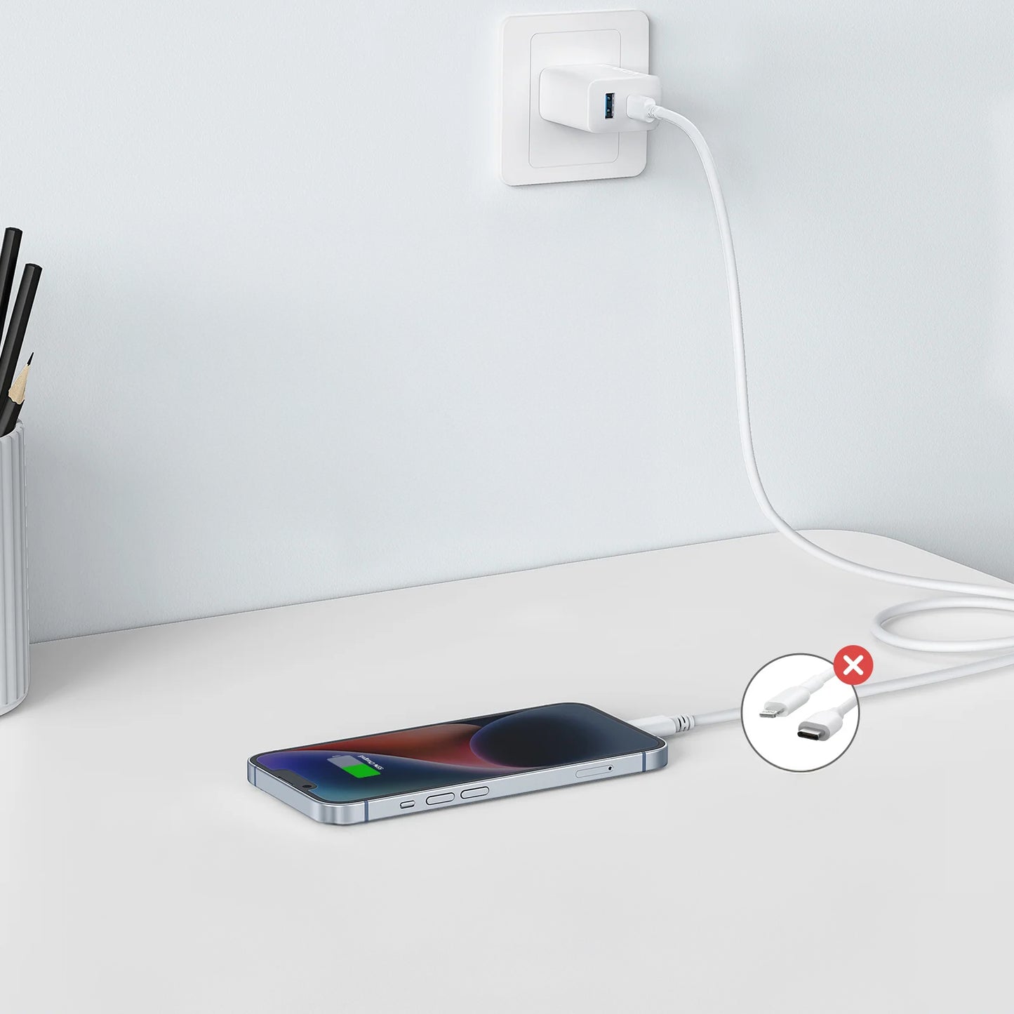 Anker 312 omrežni polnilnik, 20 W, 3A, 1 x USB-A - 1 x USB-C, bel A2348G21 