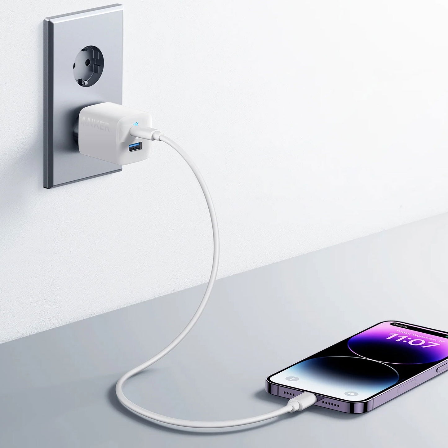 Anker 323 Network Charger, 33W, 3A, 1 x USB-A - 1 x USB-C, White A2331G21 