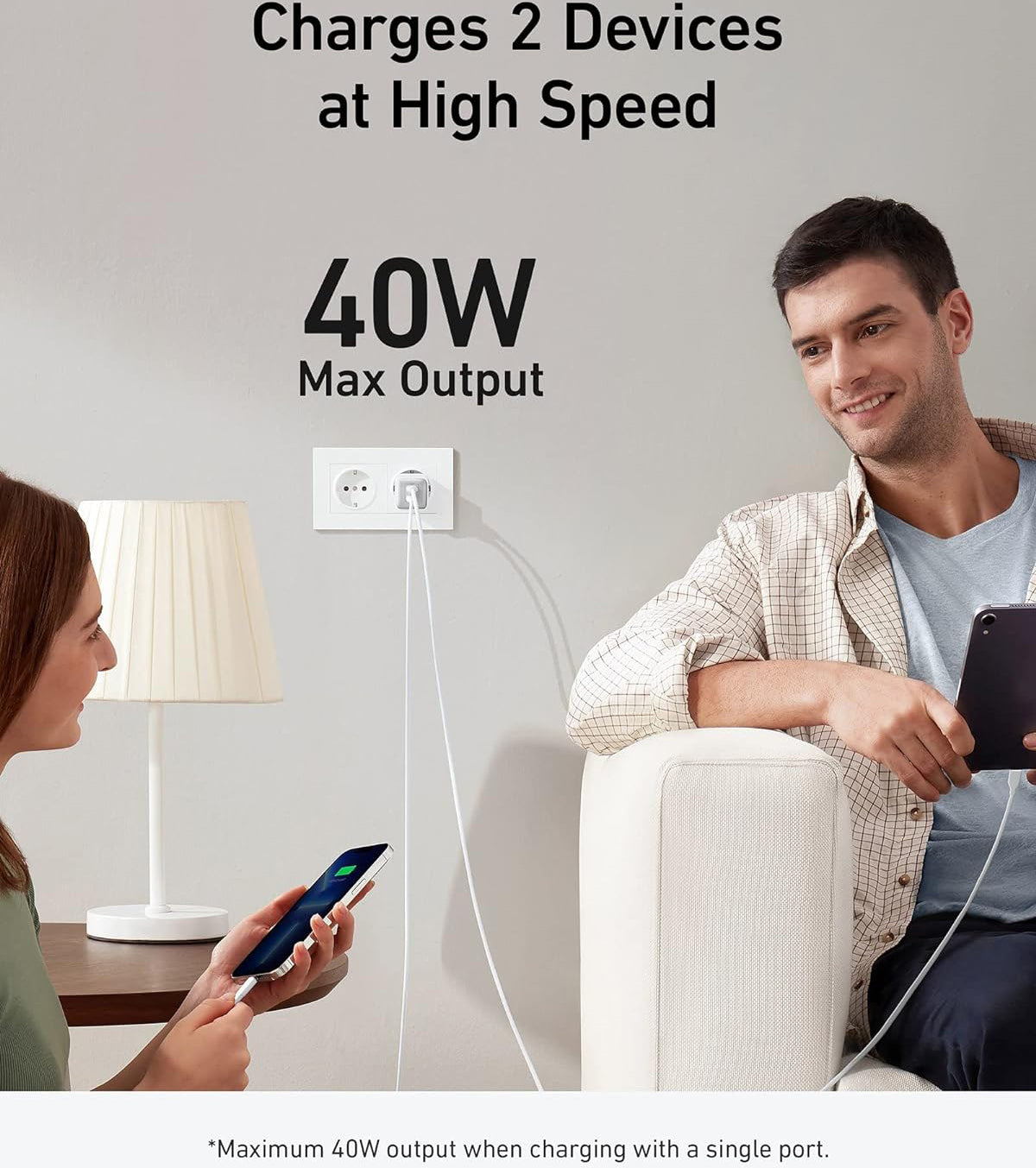 Anker 521 Nano Pro omrežni polnilnik, 40 W, 3A, 2 x USB-C, bel A2038G21 