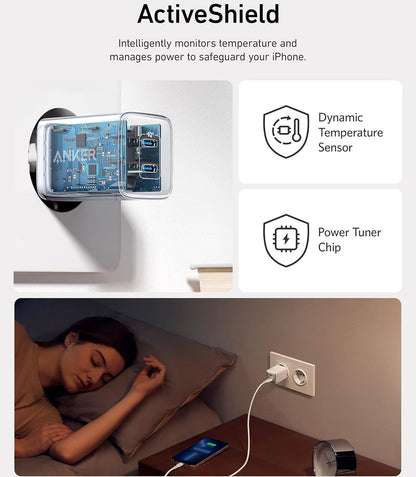 Anker 521 Nano Pro omrežni polnilnik, 40 W, 3A, 2 x USB-C, bel A2038G21 
