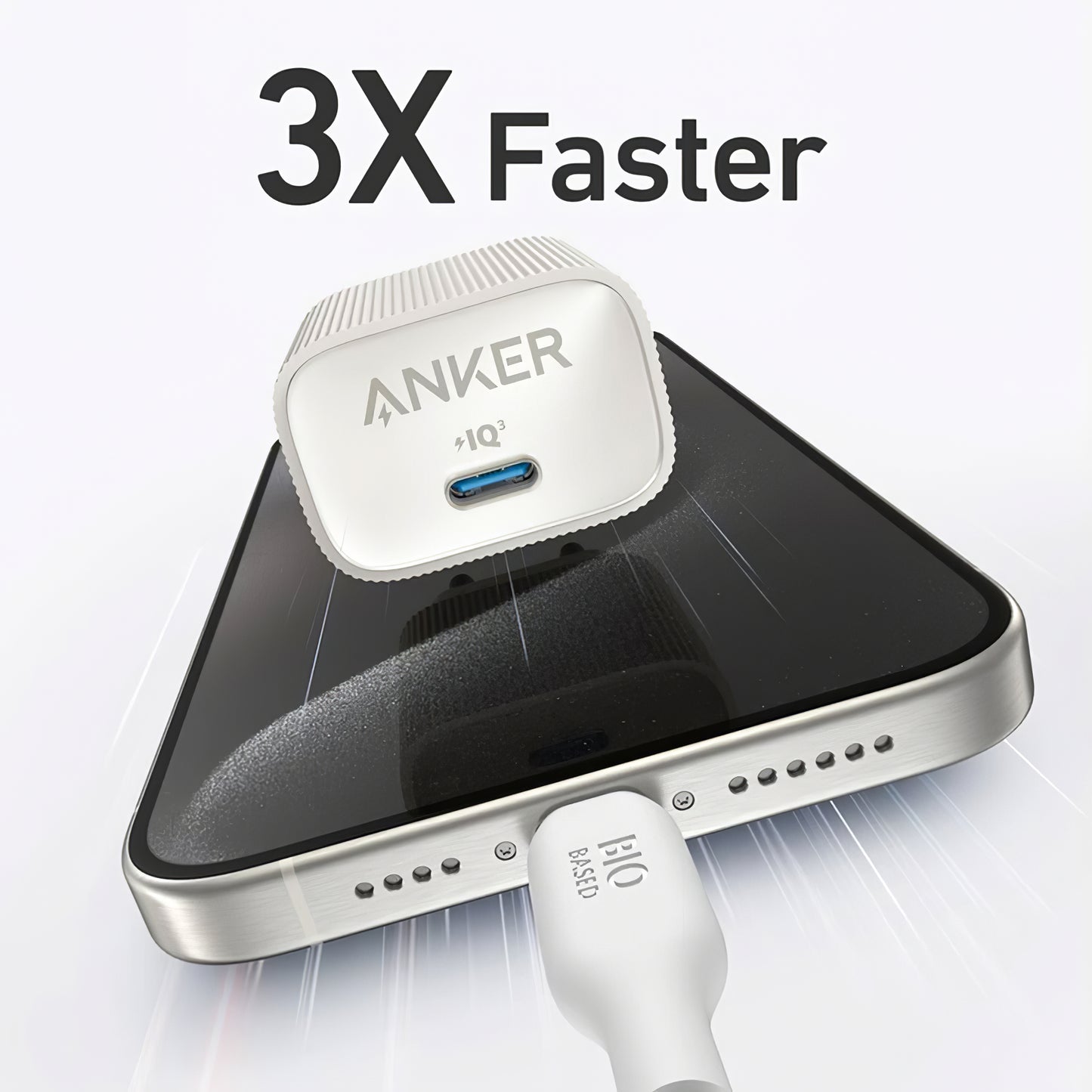 Mrežni polnilnik Anker 511 Nano 4, 30 W, 3A, 1 x USB-C, bel A2337G21 