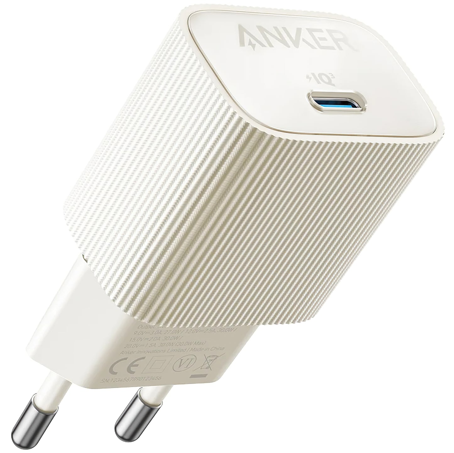 Mrežni polnilnik Anker 511 Nano 4, 30 W, 3A, 1 x USB-C, bel A2337G21 