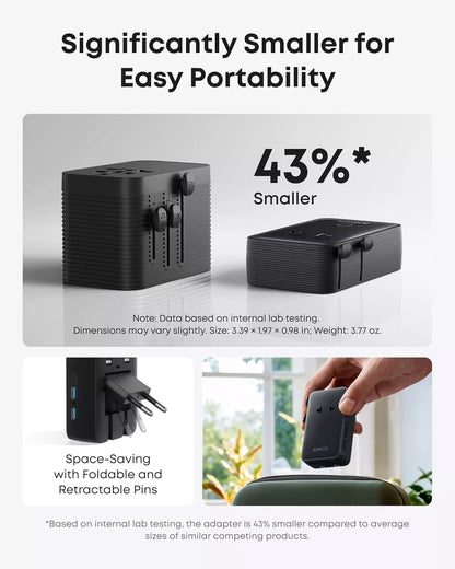 Polnilnik Anker Nano Travel, 20W, 3A, 2 x USB-A - 2 x USB-C, Črn A9215H11
