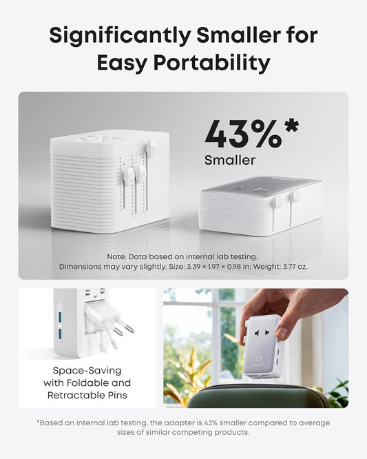 Polnilnik Anker Nano Travel, 20W, 3A, 2 x USB-A - 2 x USB-C, Bel A9215H21