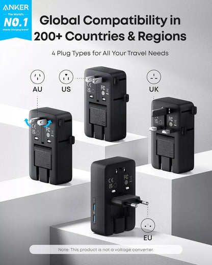 Polnilnik Anker Nano Travel, 20W, 3A, 2 x USB-A - 2 x USB-C, Črn A9215H11