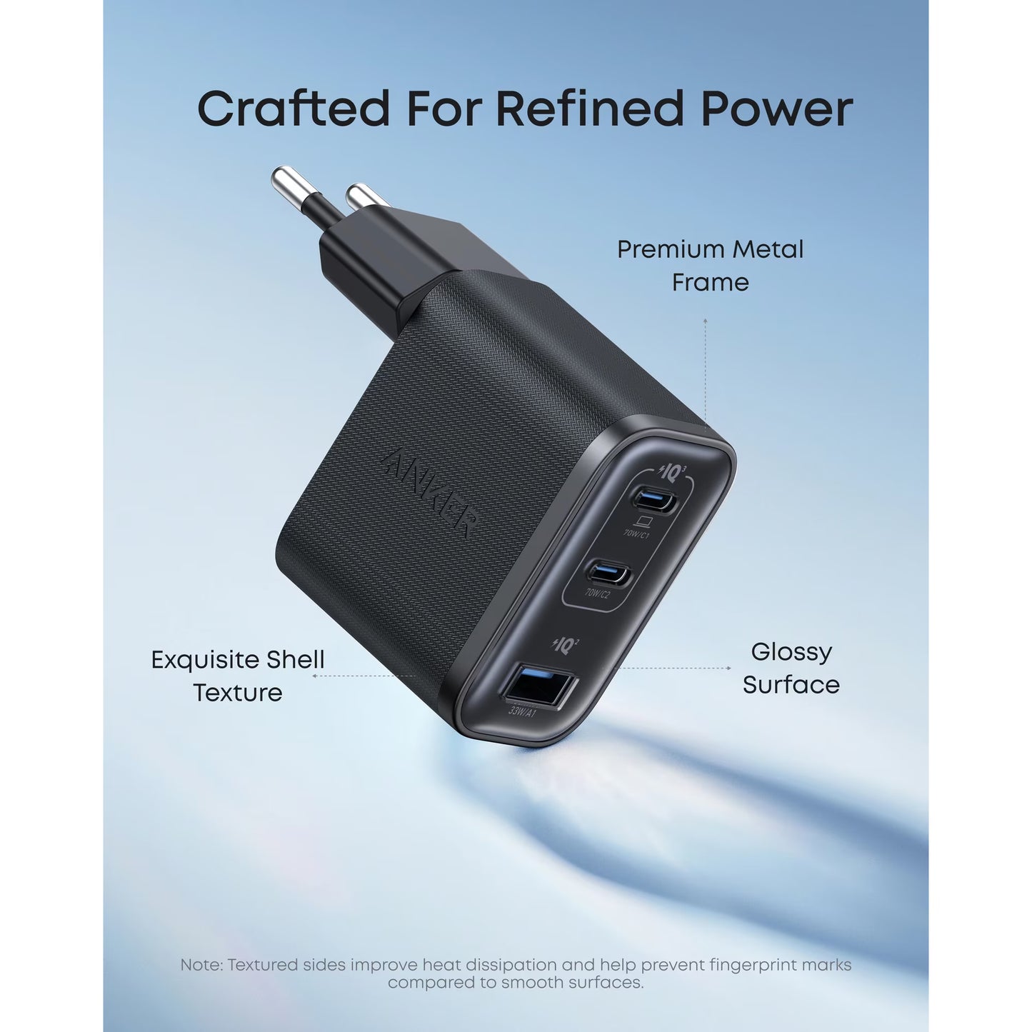 Polnilnik Anker Nano, 70W, 3.5A, 1 x USB-A - 2 x USB-C, Črn A121AL11
