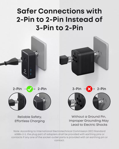 Polnilnik Anker Nano Travel, 20W, 3A, 2 x USB-A - 2 x USB-C, Črn A9215H11