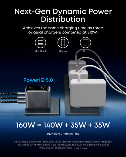 Polnilnik Anker Prime, 160W, 5.36A, 3 x USB-C, Siv A2687341