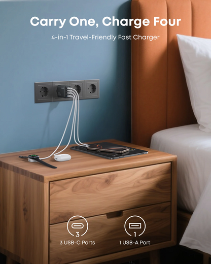 Omrežni polnilec Anker Zolo, 70W, 1 x USB-A - 3 x USB-C, Črn A121CG11