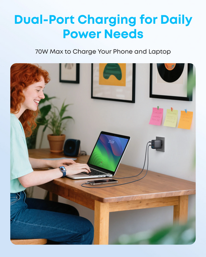 Omrežni polnilec Anker Zolo, 70W, 1 x USB-A - 3 x USB-C, Črn A121CG11