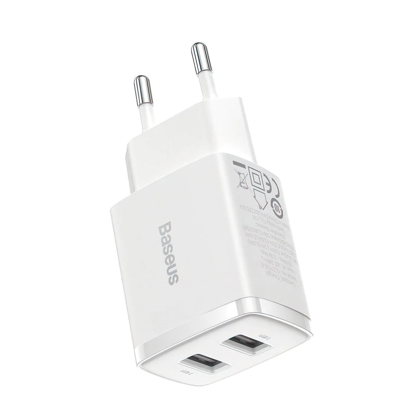 Polnilnik Baseus Compact, 10.5W, 2.1A, 2 x USB-A, Bel CCXJ010202