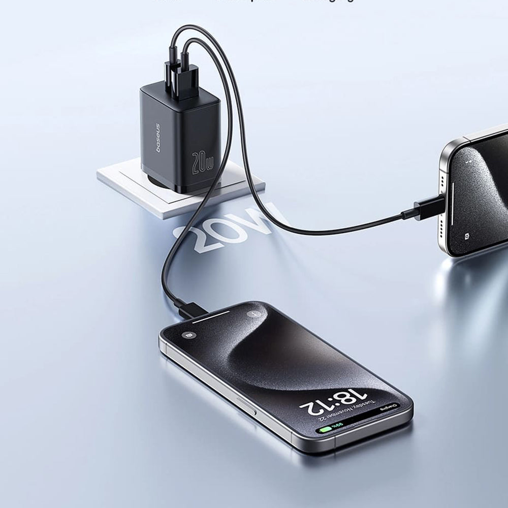 Polnilnik Baseus Cube, 20W, 3A, 1 x USB-A - 1 x USB-C, Črn P10111403113-00