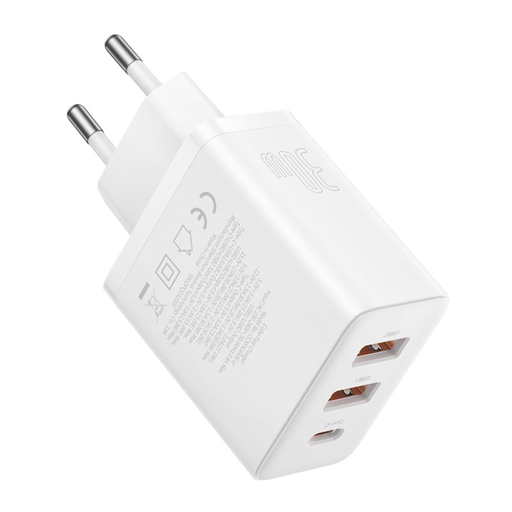 Baseus Cube Network Charger, 30W, 3A, 2 x USB-A - 1 x USB-C, White P10111402213-00