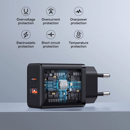 Polnilnik Baseus Cube, 20W, 3A, 1 x USB-A - 1 x USB-C, Bel P10111403213-00