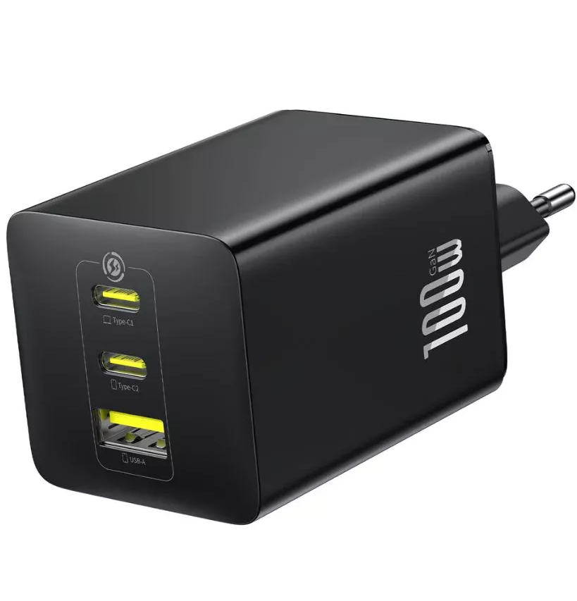 Polnilnik Baseus EnerFill FE11, 100W, 5A, 1 x USB-A - 2 x USB-C, Siv P10182102123