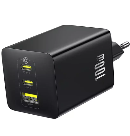 Polnilnik Baseus EnerFill FE11, 100W, 5A, 1 x USB-A - 2 x USB-C, Siv P10182102123