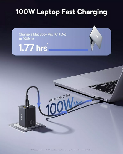 Polnilnik Baseus EnerFill FE11, 100W, 5A, 1 x USB-A - 2 x USB-C, Siv P10182102123