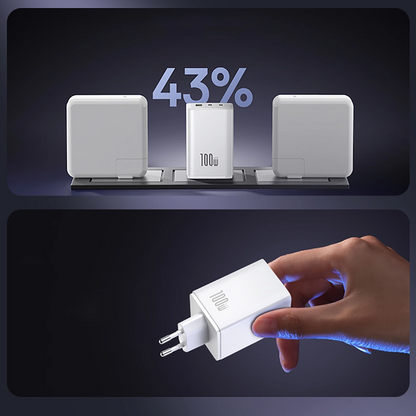 Polnilnik Baseus EnerFill FE11, 100W, 5A, 1 x USB-A - 2 x USB-C, Bel P10182102213-00